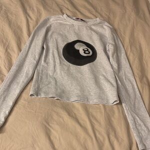 Edikted Gray Long Sleeve Tee with Black Graphic